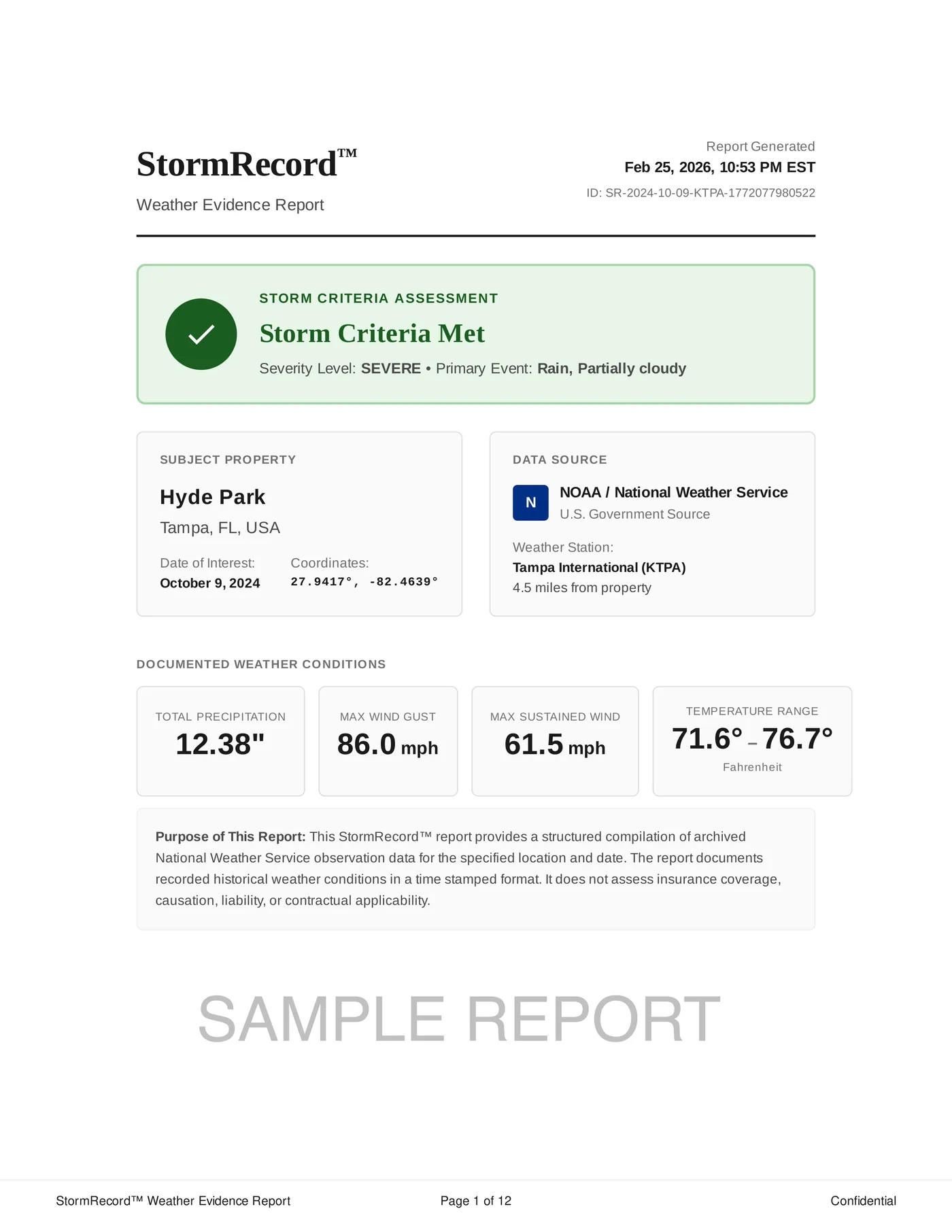 Sample report page 1
